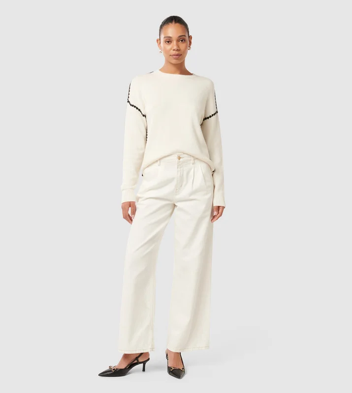 TIFFANY Crochet Detail Whipstitch Sweater